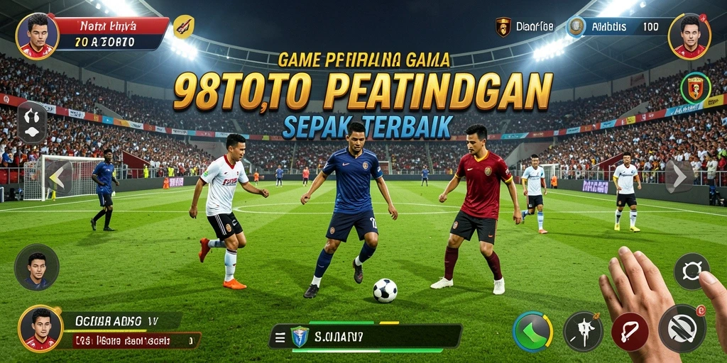 Tangkapan layar permainan 98TOTO menampilkan aksi sepak bola yang mendebarkan.