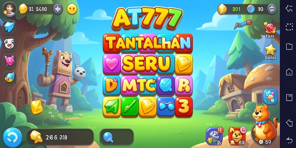 Screenshot AT777 menampilkan gameplay Match-3 yang menantang dan menarik.
