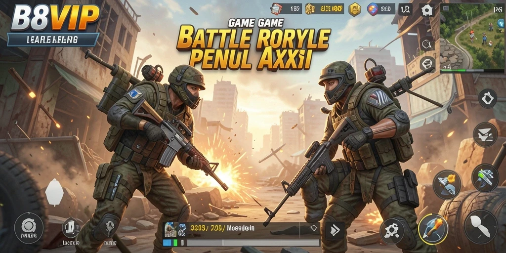 Tampilan gameplay B8VIP yang mendebarkan dalam suasana Battle Royale.