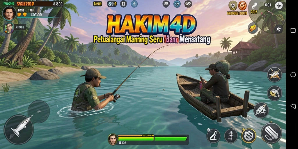 Tampilan gameplay seru HAKIM4D saat memancing ikan.