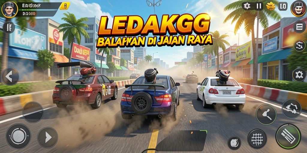 Tangkapan layar gameplay balapan LEDAKGG yang seru dan mendebarkan.
