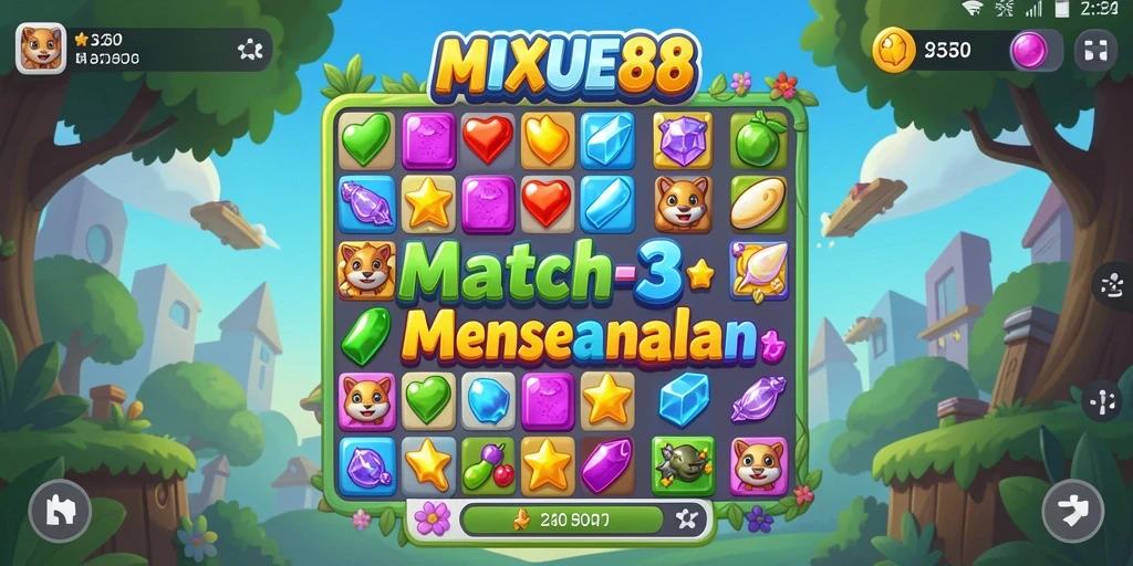 Tampilan menarik dari gameplay MATCH-3 MIXUE88.