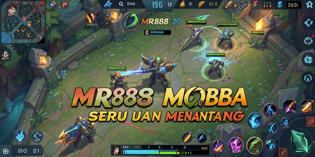 Screenshot gameplay MR888 dengan aksi seru di arena MOBA.