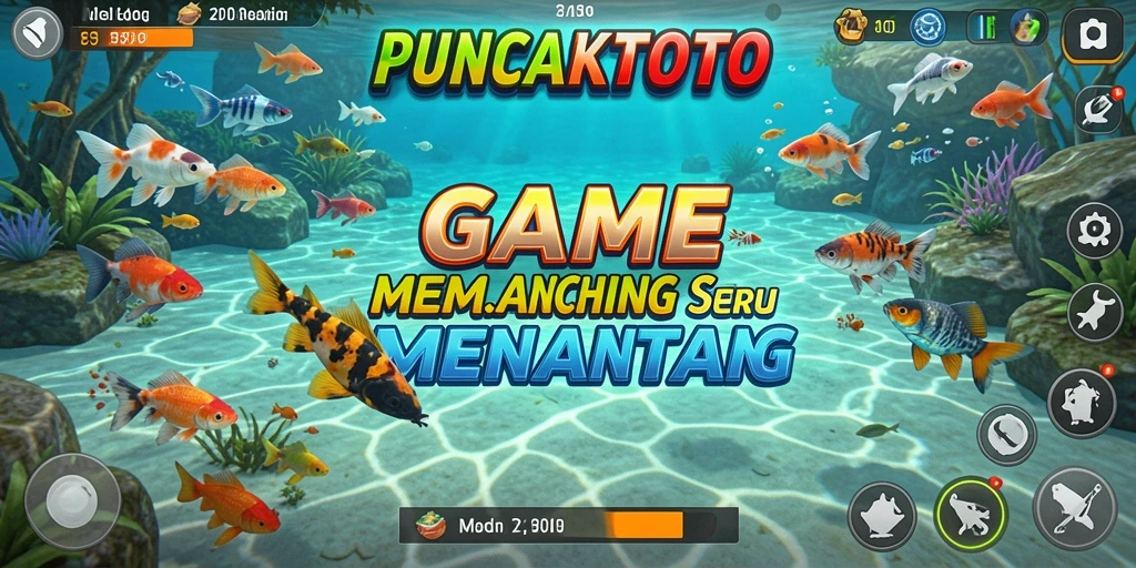 Tampilan gameplay PUNCAKTOTO yang menarik dengan berbagai jenis ikan.